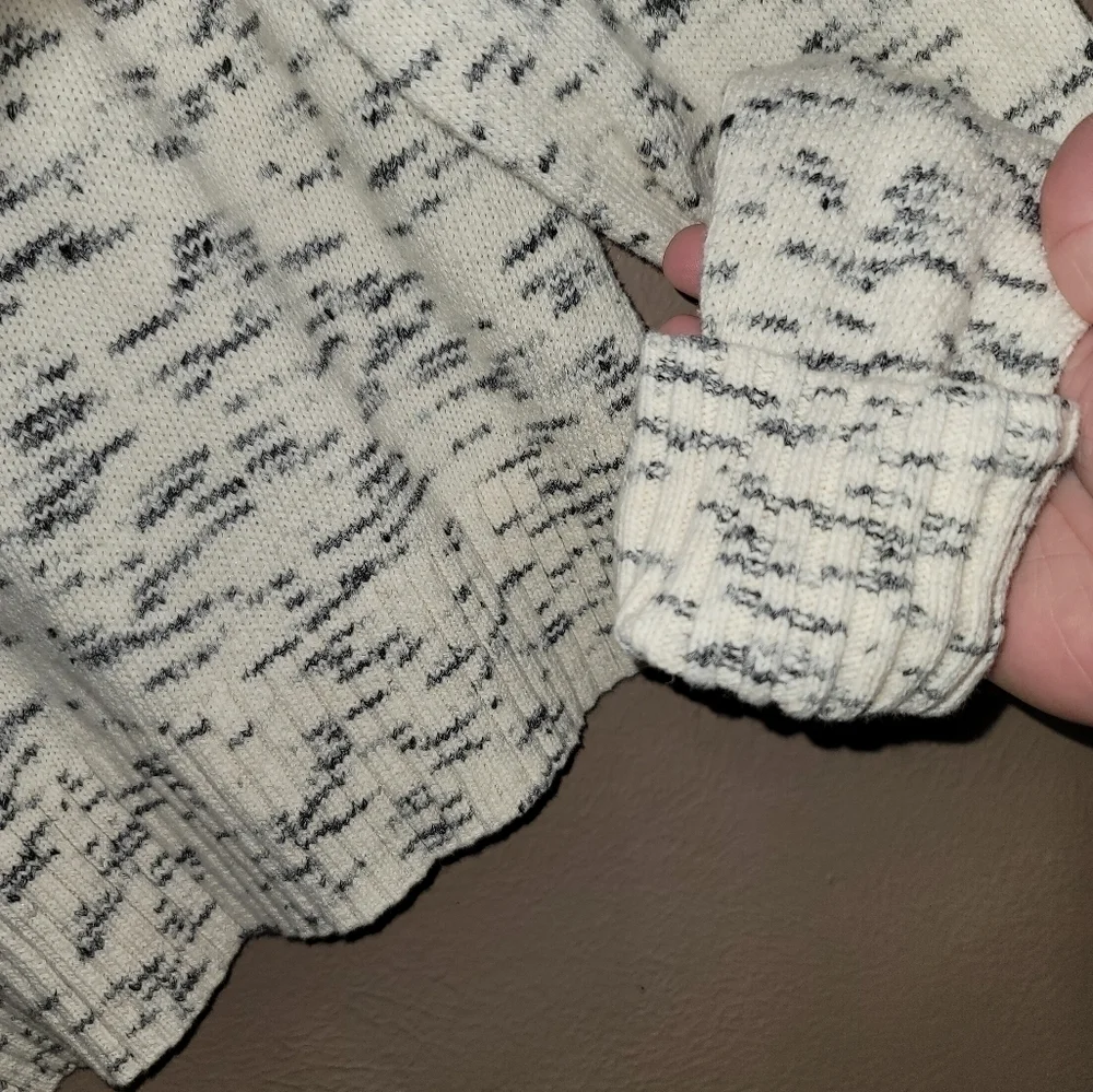 J. Crew Speckled Cotton Sweater Large Ivory Charcoal